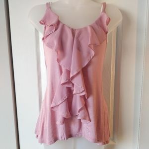 Light Pink Racerback Ruffle Front Tank Top
